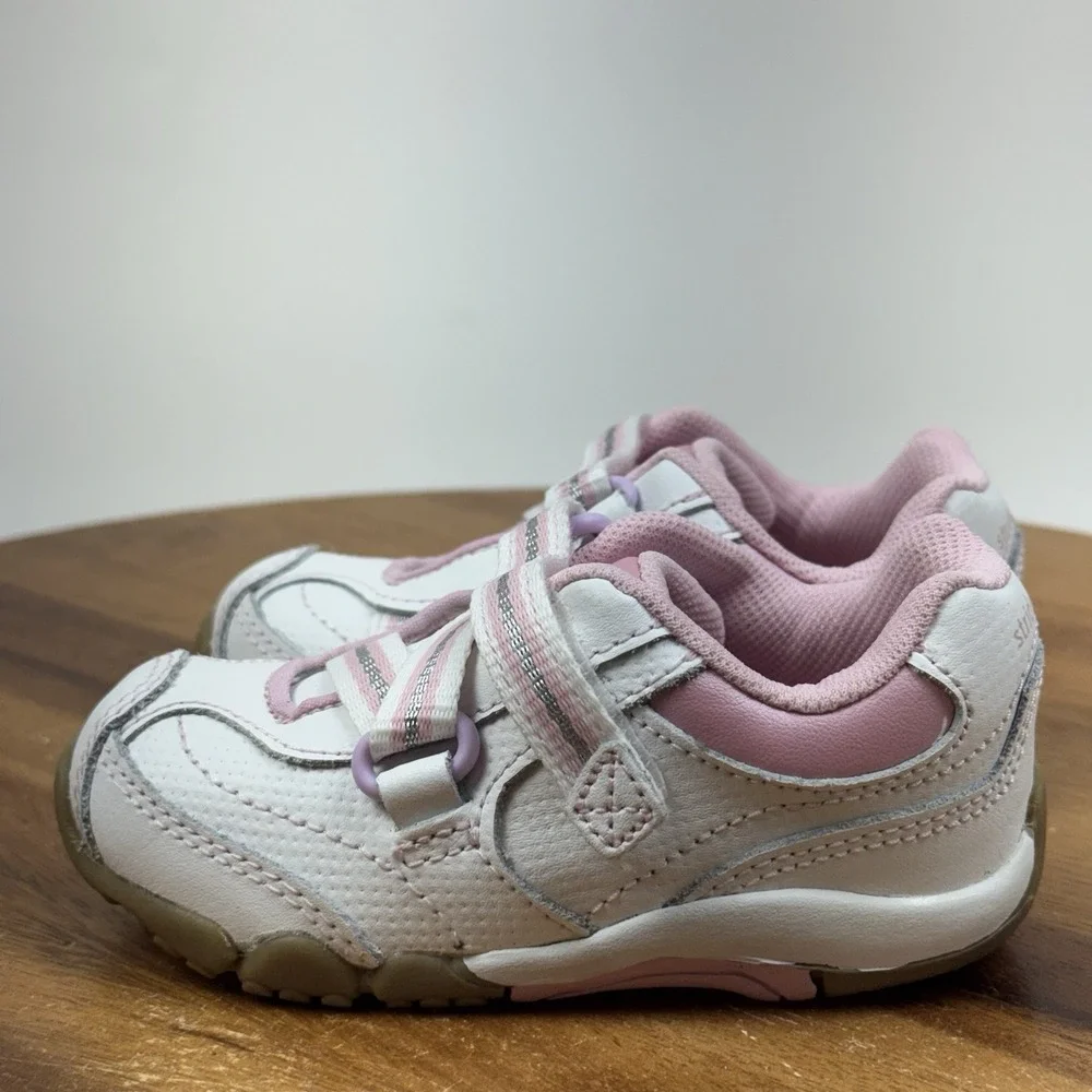 Little Girls Toddler Stride Rite Shenae White Pink Casual Sneakers Size 5.5 W